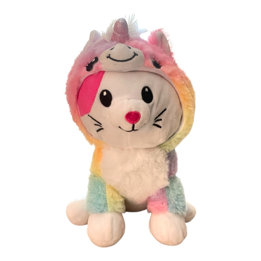 Peek A Boo Toys Plush Stuffed Animal Rainbow Pastel kitten Unicorn sparkly 10”